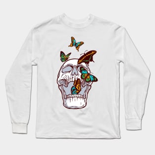 colorful butterflies skull Long Sleeve T-Shirt